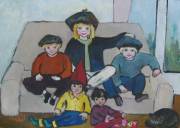 5 enfants et un chat.