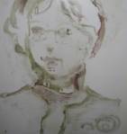 Une esquisse à l'essence, sur papier, d'un portrait de femme.