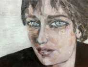 Portrait expressioniste d'une jeune femme brune aux yeux clairs .