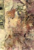 un collage dans de tons de brun et de marron-rouille, pour une sorte de paysage désolé, vu du ciel.