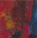 Une matière épaisse, des tons de rouge, traversé d'ocre, . et de bleu