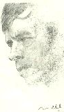 Petit portrait masculin, de  profil, au crayon graphite. 