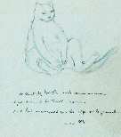 Croquis d'un chat assis. 
texte : "le chat des Boch, assis comme un pépère dans le fauteuil de cuir. Ne lui manquent que la pipe et le journal.
nov. 1983"
