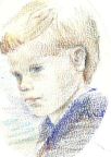 Pastels gras pour un portrait d'enfant, de forme ovale.