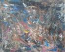 Des couleurs s'imbriquant nerveusement, traitées au couteau.
Un clin d'oeil à Pollock ?