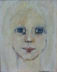 Un visage de petite fille, traité avec des blancs de différentes tonalités.